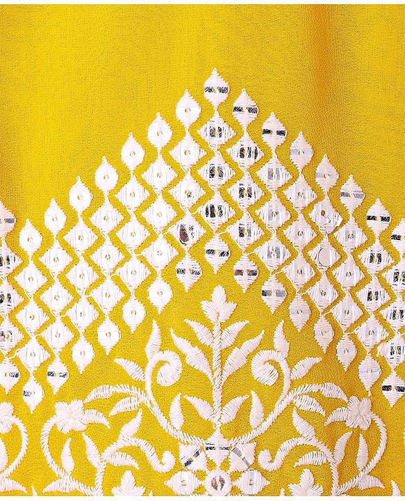 Babyhug Georgette Woven Half Sleeves   Embroidered Kurti Gharara Co-Ord Set with Dupatta - Yellow