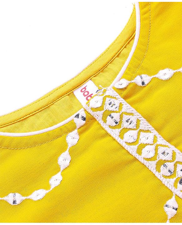 Babyhug Georgette Woven Half Sleeves   Embroidered Kurti Gharara Co-Ord Set with Dupatta - Yellow