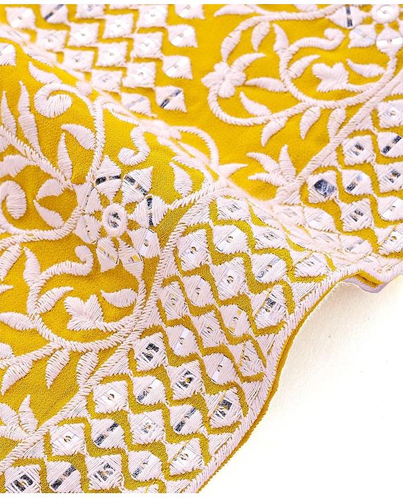 Babyhug Georgette Woven Half Sleeves   Embroidered Kurti Gharara Co-Ord Set with Dupatta - Yellow