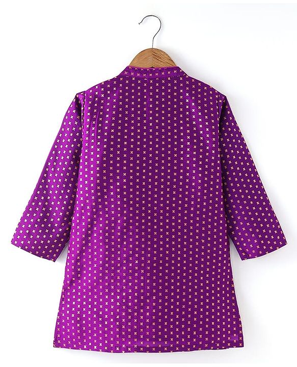 Babyhug Woven Full Sleeves Foil Printed Kurta Pyjama Set - Purple