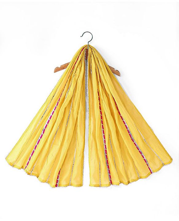 Babyhug Woven Three Fourth  Sleeves Floral Cambric Printed Kurti Gharara & Dupatta Set  - Yellow