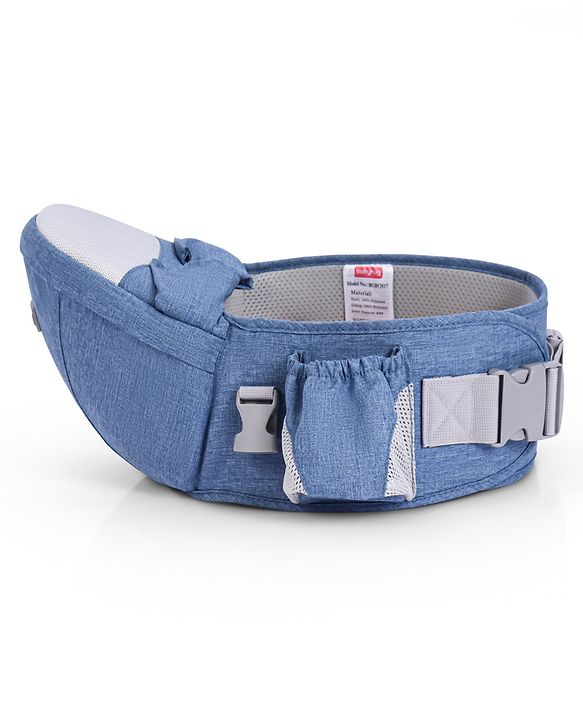 Babyhug Luxe Lift 4-in-1 Ergonomic Hip Seat Carrier: Padded Waist Support, Adjustable Straps, 4 Carrying Positions, Side Storage & Optimal Weight Distribution  For Babies 5 Months+ up to 15 kg - Blue