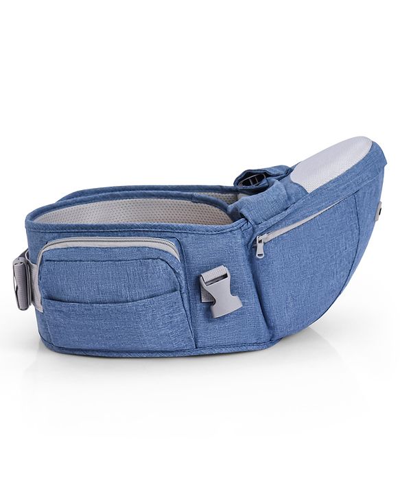 Babyhug Luxe Lift 4-in-1 Ergonomic Hip Seat Carrier: Padded Waist Support, Adjustable Straps, 4 Carrying Positions, Side Storage & Optimal Weight Distribution  For Babies 5 Months+ up to 15 kg - Blue