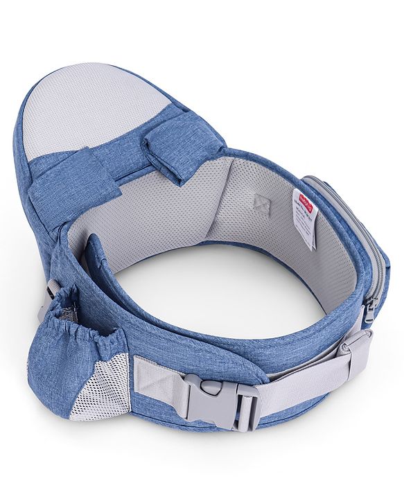 Babyhug Luxe Lift 4-in-1 Ergonomic Hip Seat Carrier: Padded Waist Support, Adjustable Straps, 4 Carrying Positions, Side Storage & Optimal Weight Distribution  For Babies 5 Months+ up to 15 kg - Blue
