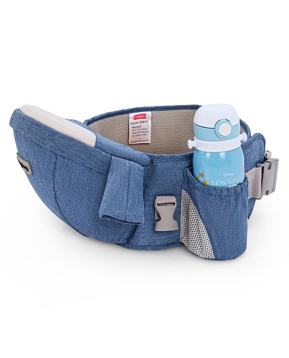 Babyhug Luxe Lift 4-in-1 Ergonomic Hip Seat Carrier: Padded Waist Support, Adjustable Straps, 4 Carrying Positions, Side Storage & Optimal Weight Distribution  For Babies 5 Months+ up to 15 kg - Blue