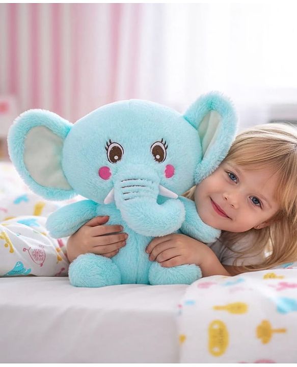 Babyhug Elephant Soft Toy Blue - Length 44 cm
