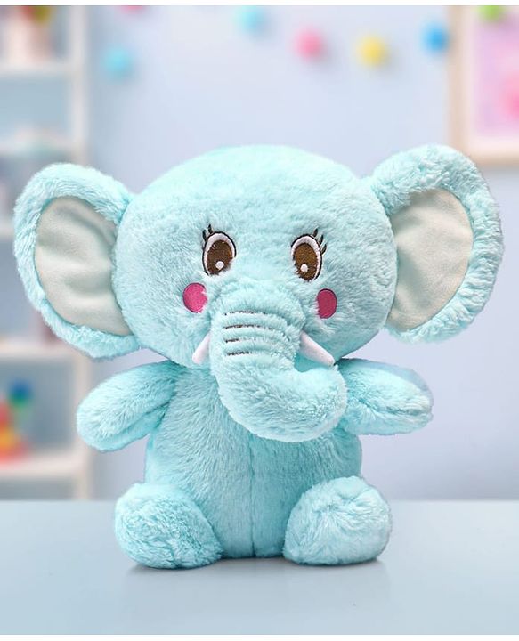 Babyhug Elephant Soft Toy Blue - Length 44 cm