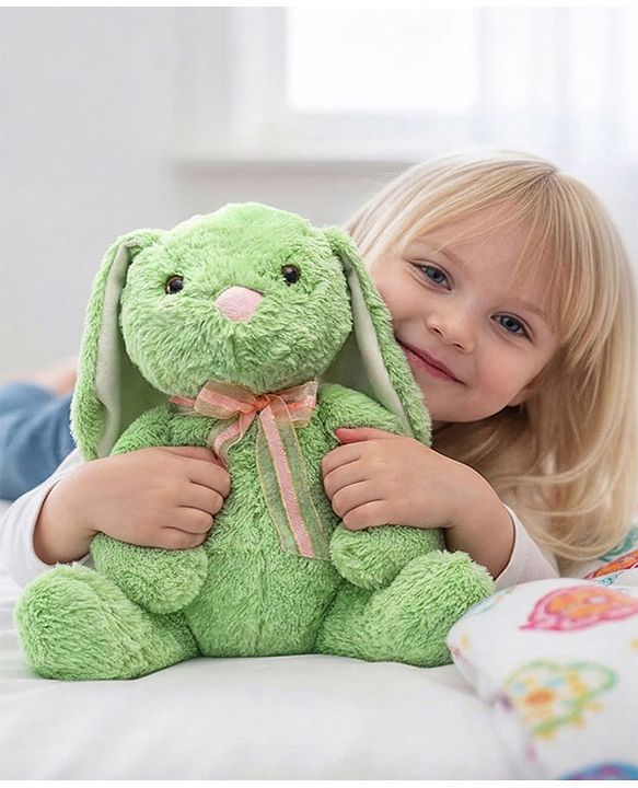 Babyhug Supersoft Bunny Soft Toy Green - Length 36 cm
