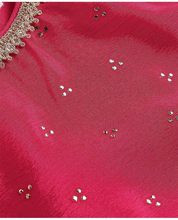 Babyhug Woven Half Sleeves Ombre Choli Lehenga & Dupatta Set with Embellishments - Pink