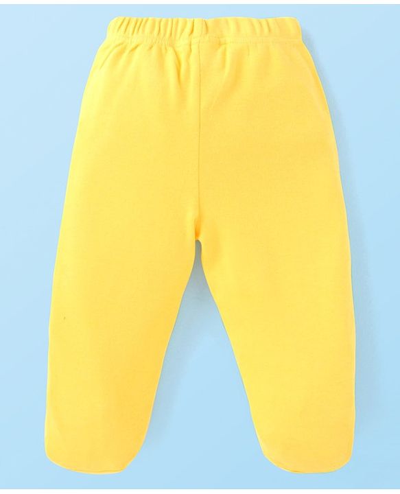 Babyhug Interlock Cotton Knit Bootie Leggings Floral Print Pack of 3 - Pink Yellow & White