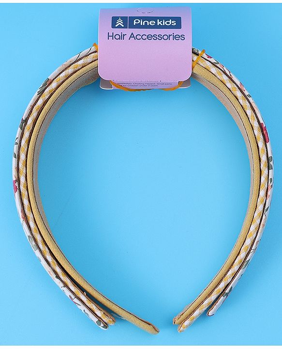 Pine Kids Free Size Hair Bands with Floral Print  Pack of 3 - Dark Yellow