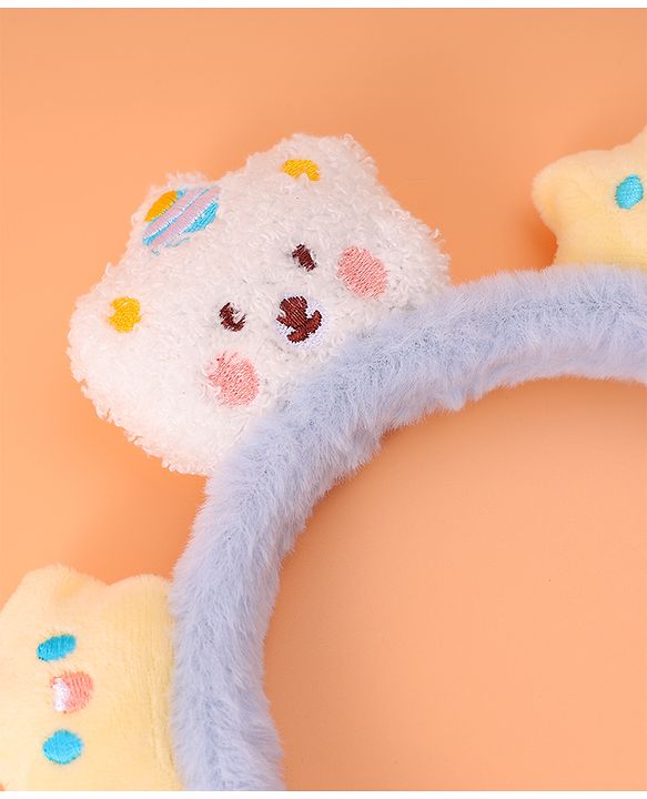 Babyhug Fur Hair Band with Star & Teddy Applique Free Size - Blue