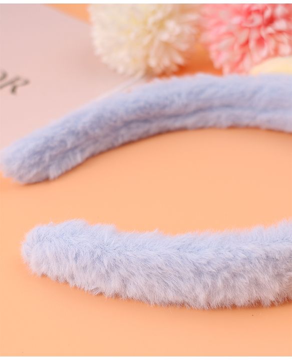 Babyhug Fur Hair Band with Star & Teddy Applique Free Size - Blue