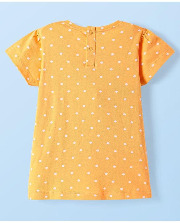 Babyhug Cotton Knit Frock & Half Sleeves Inner Tee With Floral & Polka Dot Print - Maroon & Mustard