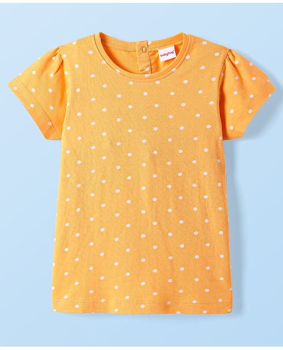 Babyhug Cotton Knit Frock & Half Sleeves Inner Tee With Floral & Polka Dot Print - Maroon & Mustard