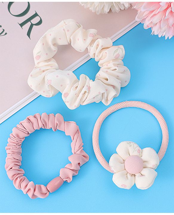 Babyhug Rubber Bands & Scrunchies Set Pack of 3 - Pink