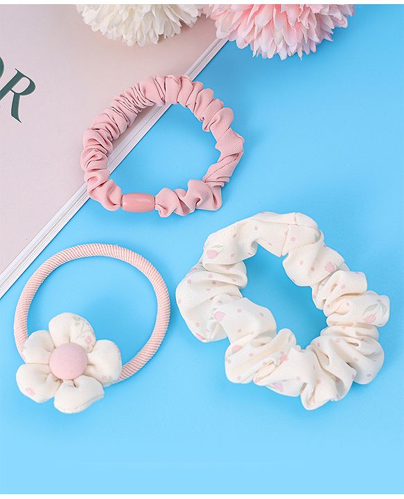 Babyhug Rubber Bands & Scrunchies Set Pack of 3 - Pink
