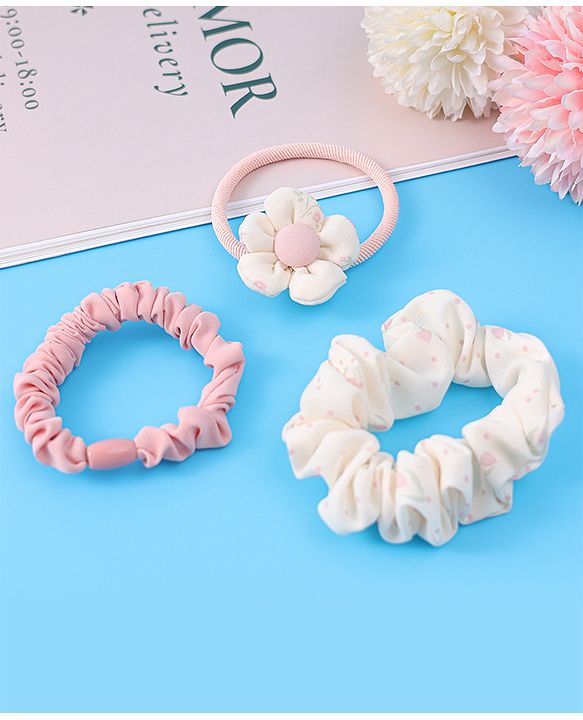 Babyhug Rubber Bands & Scrunchies Set Pack of 3 - Pink
