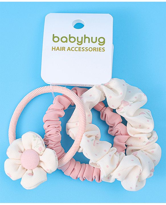 Babyhug Rubber Bands & Scrunchies Set Pack of 3 - Pink