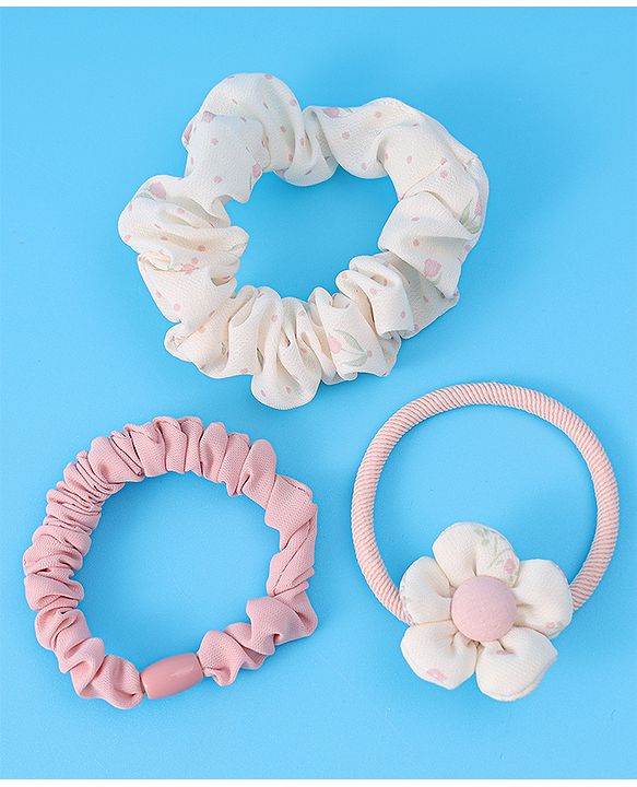 Babyhug Rubber Bands & Scrunchies Set Pack of 3 - Pink