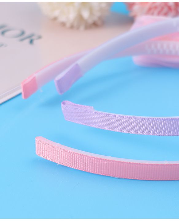 Babyhug Hair Bands Bow Applique with Pearls Embedded Free Size Pack of 2 - Light Pink & Purple