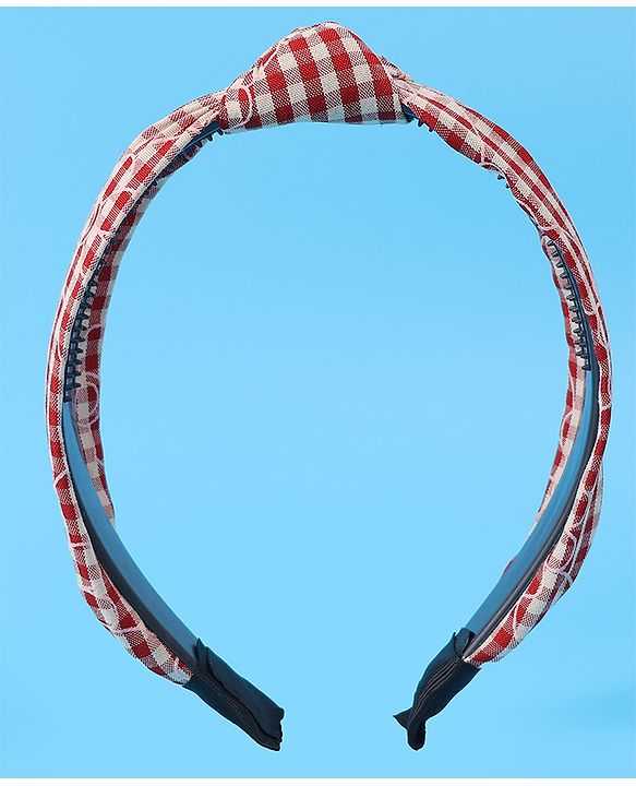 Pine Kids Hair Bands Knot Design with Checks Free Size Pack of 2 - Red & Yellow