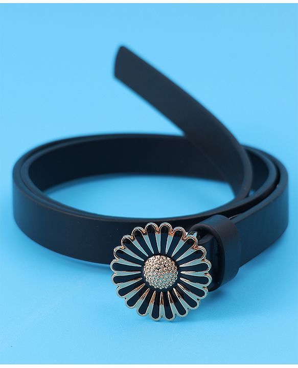 Babyhug Free Size Belt With Floral Buckle - Black