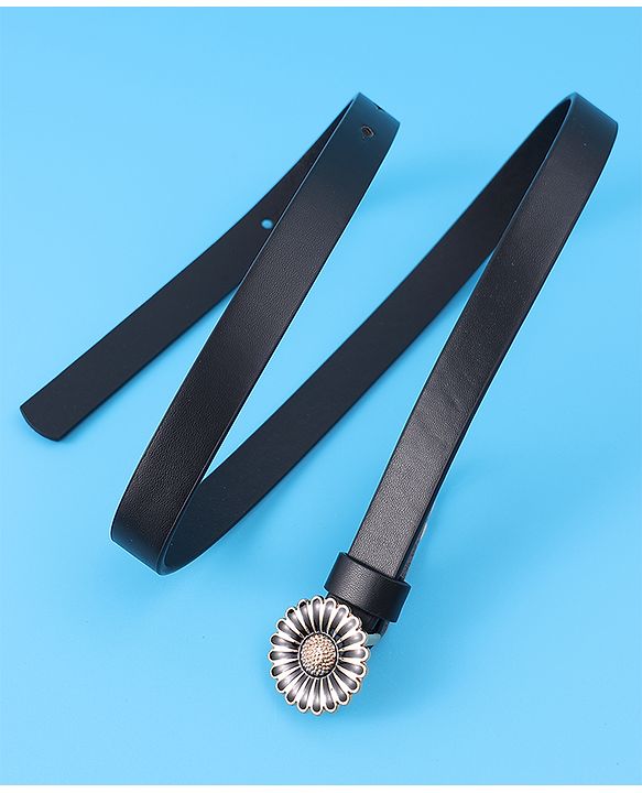 Babyhug Free Size Belt With Floral Buckle - Black