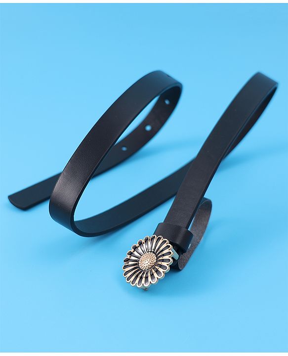 Babyhug Free Size Belt With Floral Buckle - Black