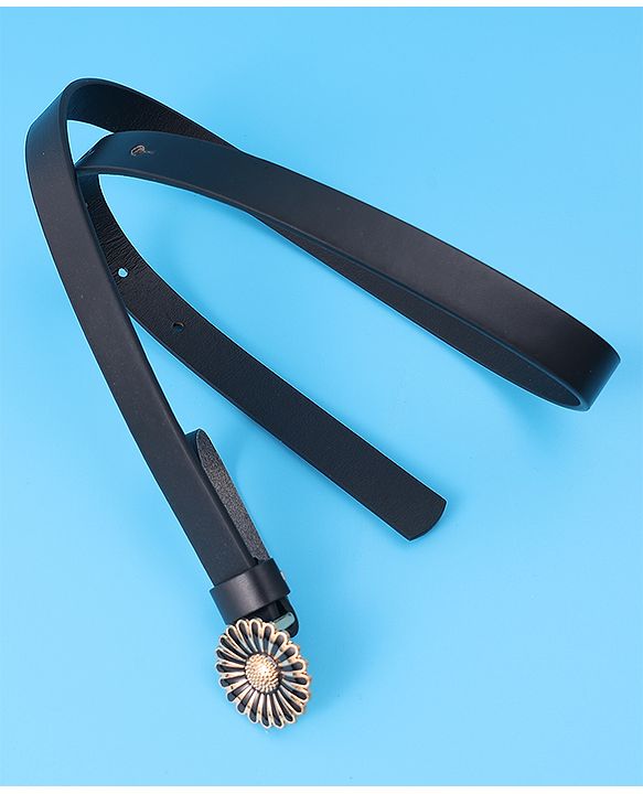 Babyhug Free Size Belt With Floral Buckle - Black