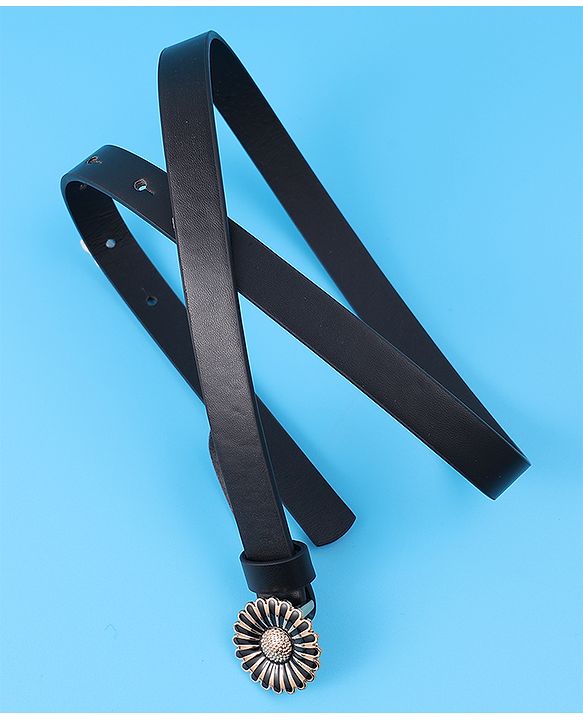 Babyhug Free Size Belt With Floral Buckle - Black