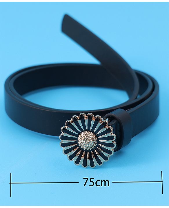Babyhug Free Size Belt With Floral Buckle - Black