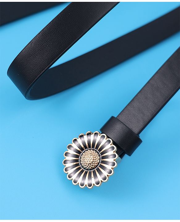 Babyhug Free Size Belt With Floral Buckle - Black
