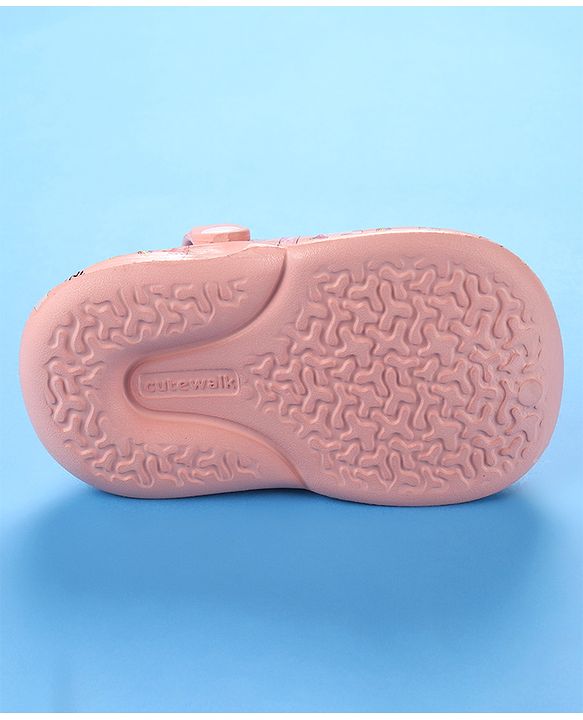 Cute Walk by Babyhug Unicorn Printed Clogs with Backstrap - Dark Peach