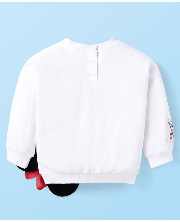 Babyhug Disney Single Jersey Knit Full Sleeves Sweatshirt & Leggings Set with Minnie Mouse Graphics Bow &  Badge Detailing - Black & White