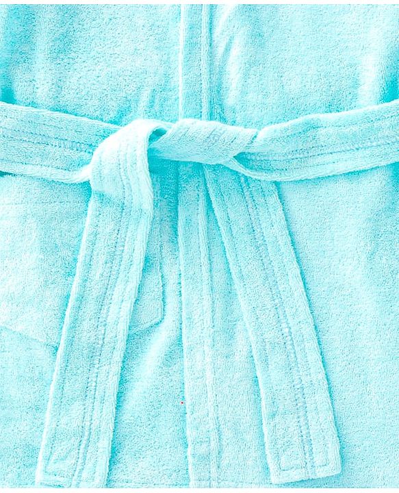 Babyhug Terry Knit Full Sleeve Hooded Bathrobe With Elastic At Waist & Animal Embroidery - Blue