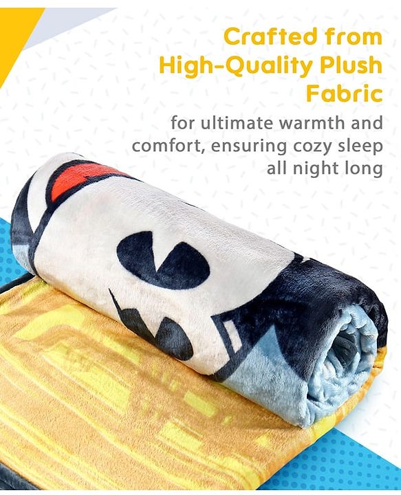 Pine Kids Disney Single Ply Fleece Blanket in Mickey Mouse Print - Grey