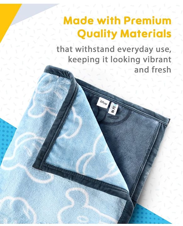 Pine Kids Disney Single Ply Fleece Blanket in Mickey Mouse Print - Grey