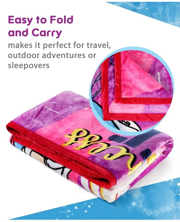 Pine Kids Disney Single Ply Fleece Blanket in Disney Princess Print - Pink