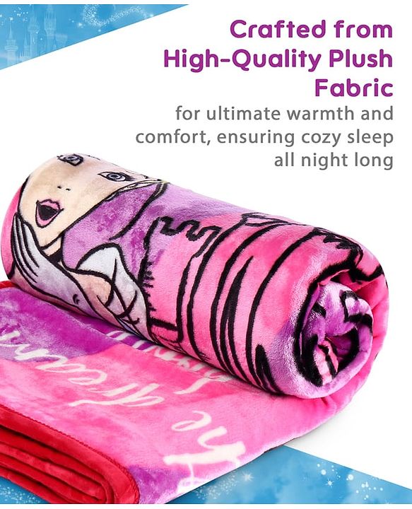Pine Kids Disney Single Ply Fleece Blanket in Disney Princess Print - Pink