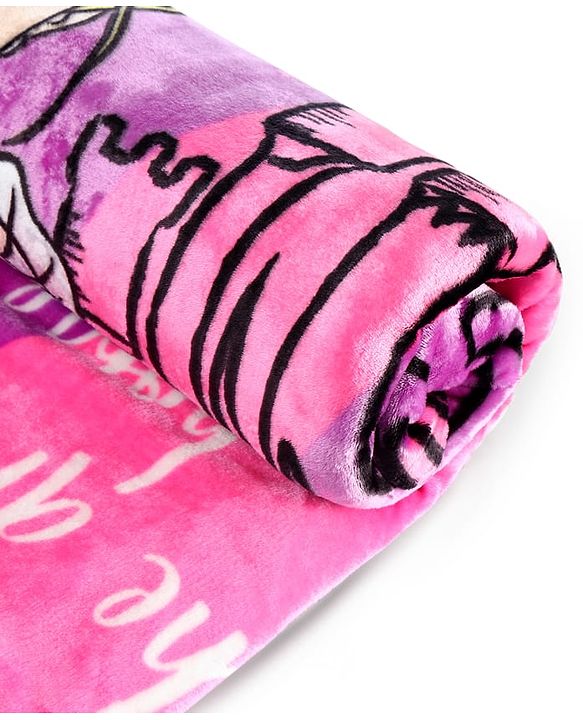Pine Kids Disney Single Ply Fleece Blanket in Disney Princess Print - Pink