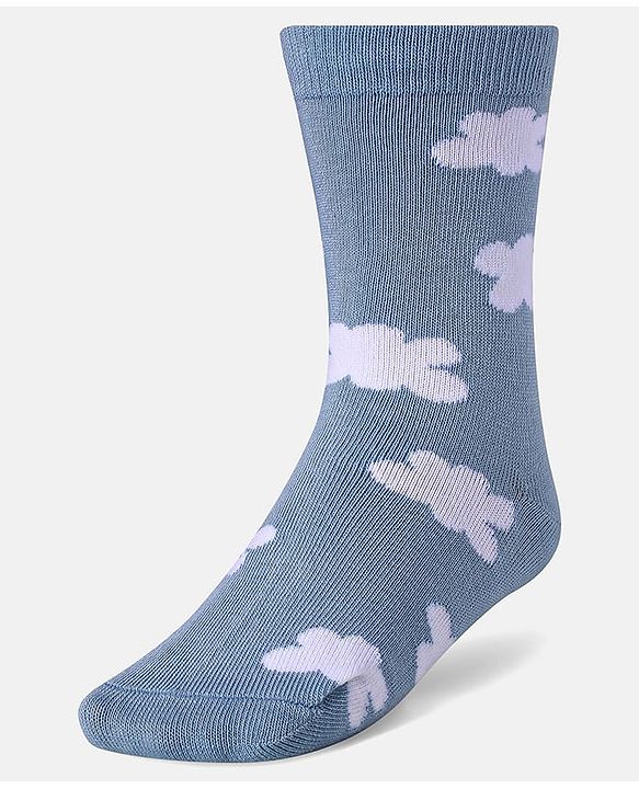 Cute Walk by Babyhug Cotton Knit Anti-Bacterial Ankle Length Cloud & Parachute Designed Socks Pack of 5 - Light Blue Grey & White
