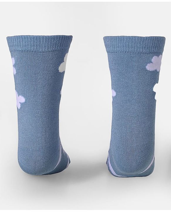 Cute Walk by Babyhug Cotton Knit Anti-Bacterial Ankle Length Cloud & Parachute Designed Socks Pack of 5 - Light Blue Grey & White