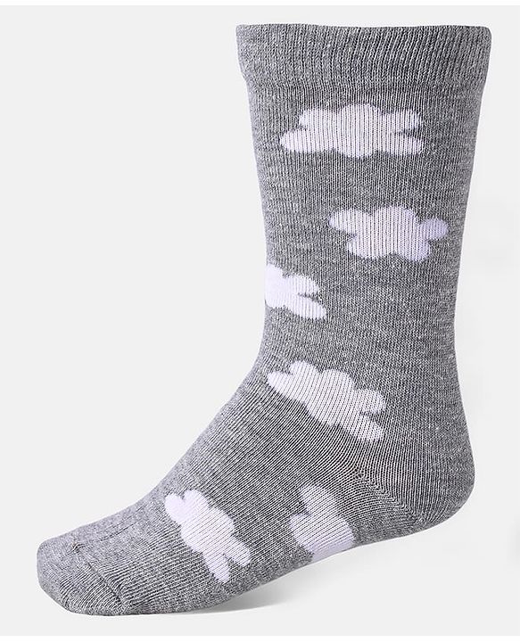 Cute Walk by Babyhug Cotton Knit Anti-Bacterial Ankle Length Cloud & Parachute Designed Socks Pack of 5 - Light Blue Grey & White