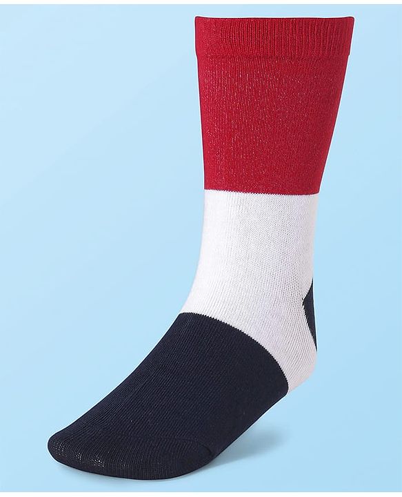 Cute Walk by Babyhug Knit Antibacterial Ankle Length Striped Socks with Polka Dot & Star Print Pack of 5 - Navy & Red