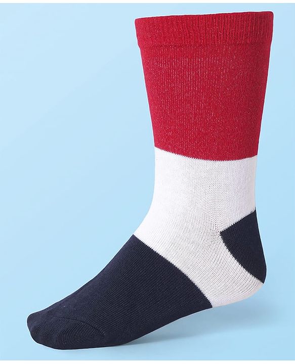 Cute Walk by Babyhug Knit Antibacterial Ankle Length Striped Socks with Polka Dot & Star Print Pack of 5 - Navy & Red