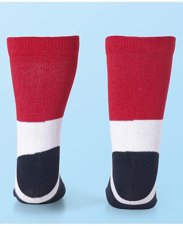 Cute Walk by Babyhug Knit Antibacterial Ankle Length Striped Socks with Polka Dot & Star Print Pack of 5 - Navy & Red