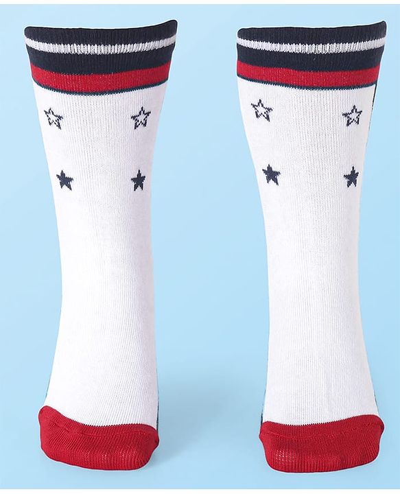 Cute Walk by Babyhug Knit Antibacterial Ankle Length Striped Socks with Polka Dot & Star Print Pack of 5 - Navy & Red