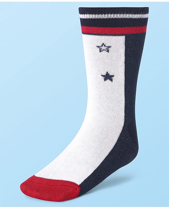 Cute Walk by Babyhug Knit Antibacterial Ankle Length Striped Socks with Polka Dot & Star Print Pack of 5 - Navy & Red