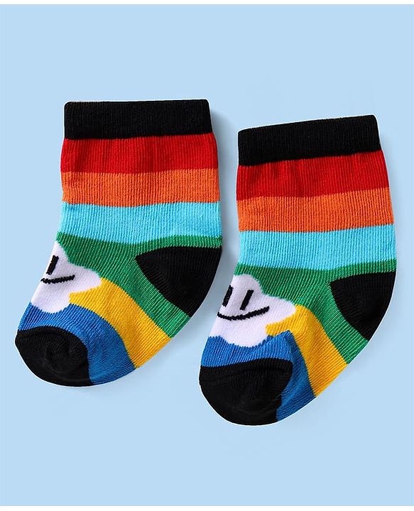 Cute Walk by Babyhug Ankle Length Socks with Stripes Pack of 5 - Yellow & Blue